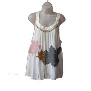 Floreat Embroidered Cross Stitch Fancy Tank Top 14 Pale Pink